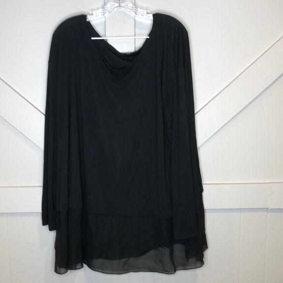 Eileen Fisher Silk Black Layered Long Tunic Top Women’s 3X Blouse Lagenlook Work - Picture 2 of 11